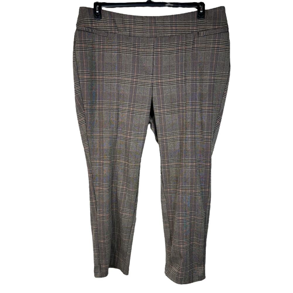 Lane Bryant SZ 24 Ponte Pants Straight Leg Glen Plaid Stretch Pull-On Pockets